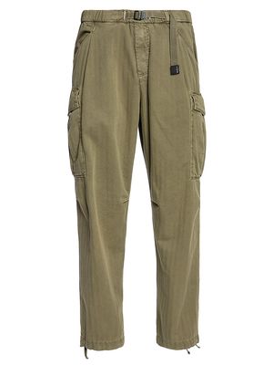 Men's Herringbone Washed Cargo Pants - Military - Size 34 - Military - Size 34