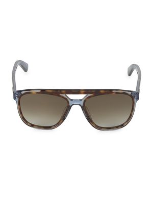 Men's Hi-Tech 57MM Brow Bar Square Sunglasses - Havana Blue