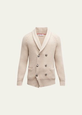 Men's Hollywood Glamour Cashmere Double-Breasted Cardigan