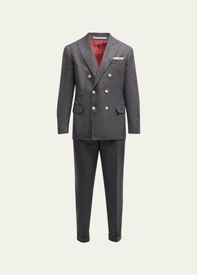 Men's Hollywood Glamour Cashmere-Silk Double-Breasted Suit