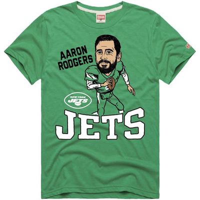 Men's Homage Aaron Rodgers Green New York Jets Caricature T-Shirt