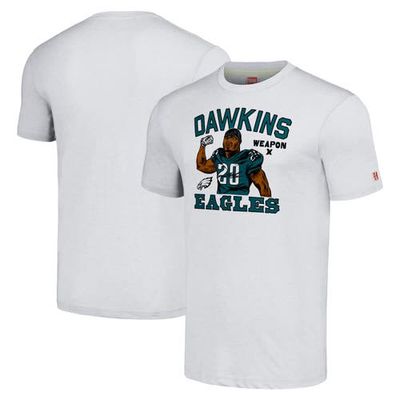 Men's Homage Brian Dawkins Ash Philadelphia Eagles Retired Player Caricature Tri-Blend T-Shirt