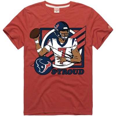 Men's Homage C. J. Stroud Red Houston Texans 2023 NFL Draft First Round Pick Caricature Tri-Blend T-Shirt