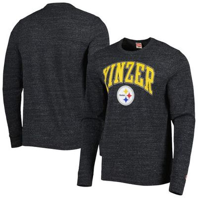 Men's Homage Charcoal Pittsburgh Steelers Hyper Local Tri-Blend Long Sleeve T-Shirt in Black