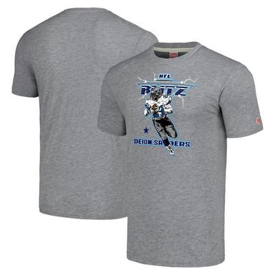 Men's Homage Deion Sanders Gray Dallas Cowboys NFL Blitz Retired Player Tri-Blend T-Shirt