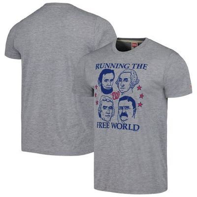 Men's Homage Gray Washington Nationals Doodle Collection Running The Free World Tri-Blend T-Shirt