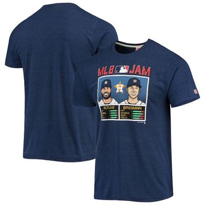 Men's Homage Jose Altuve & Alex Bregman Heathered Navy Houston Astros MLB Jam Player Tri-Blend T-Shirt in Heather Navy