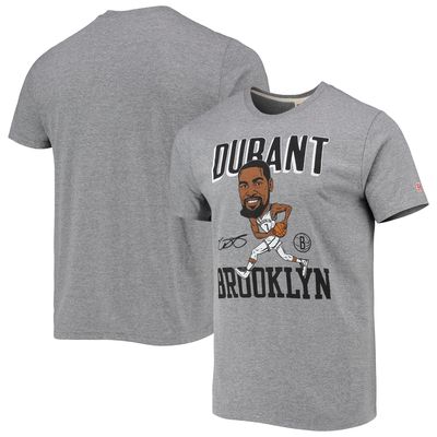 Men's Homage Kevin Durant Gray Brooklyn Nets Caricature Tri-Blend T-Shirt