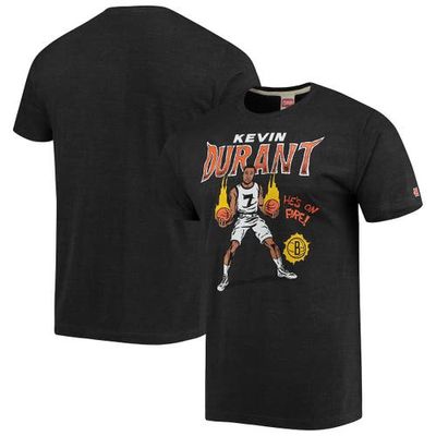 Men's Homage Kevin Durant Heather Black Brooklyn Nets Comic Book Player Tri-Blend T-Shirt