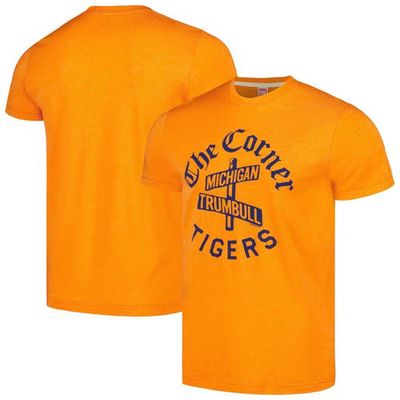 Men's Homage Orange Detroit Tigers Doodle Collection The Corner Tri-Blend T-Shirt