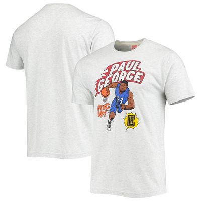 Men's Homage Paul George Ash LA Clippers Comic Book Player Tri-Blend T-Shirt