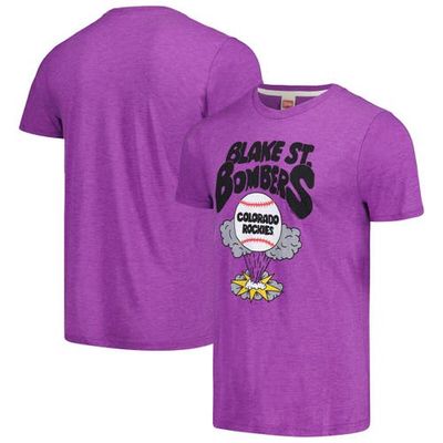 Men's Homage Purple Colorado Rockies Doodle Collection Blake St. Bombers Tri-Blend T-Shirt