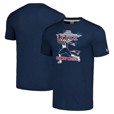 Men's Homage Randy Moss Navy New England Patriots NFL Blitz Retired Player Tri-Blend T-Shirt