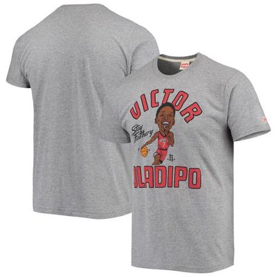 Men's Homage Victor Oladipo Heathered Charcoal Houston Rockets Caricature Tri-Blend T-Shirt in Heather Charcoal