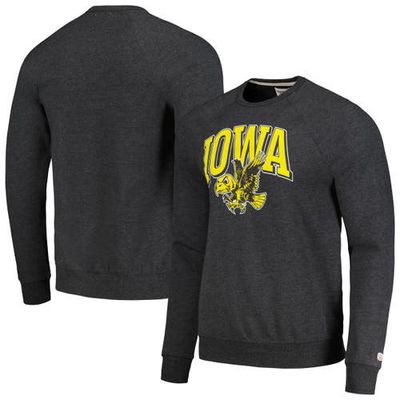Men's Homefield Heather Charcoal Iowa Hawkeyes Tri-Blend Crewneck Pullover Sweatshirt