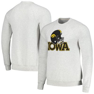 Men's Homefield Heather Gray Iowa Hawkeyes Tri-Blend Crewneck Pullover Sweatshirt