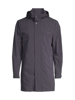 Men's Hooded Long Rain Jacket - Blue - Size 38 - Blue - Size 38