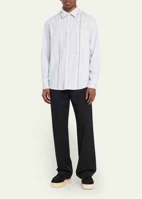 Men's Hooded Striped Jacquard Shirt
