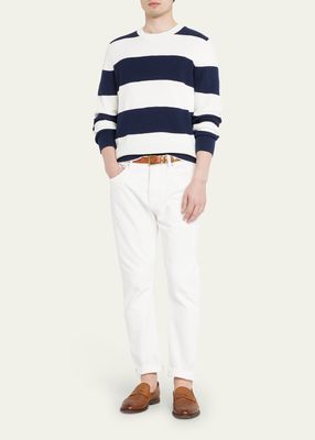 Men's Horizontal Striped Rib-Knit Sweater