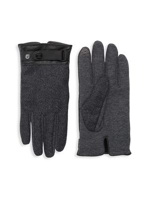 Men's Houndstooth Gloves - Grey - Size Large