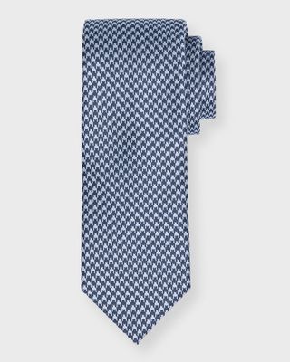 Men's Houndstooth-Print Silk Tie