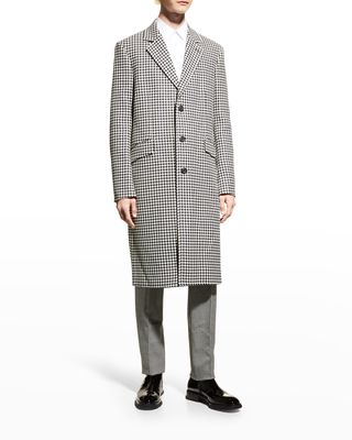 Men's Houndstooth Wool Overcoat
