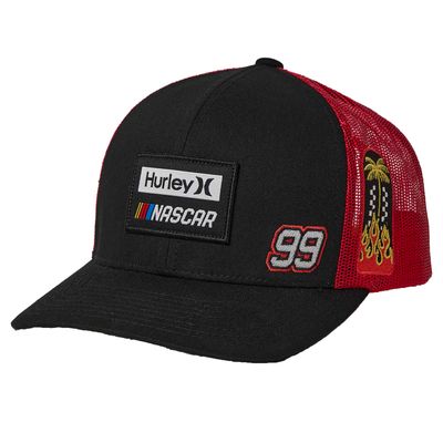Men's Hurley Black/Red NASCAR Trucker Snapback Hat