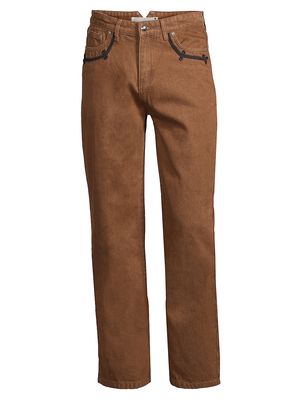 Men's Hussar Embroidered Jeans - Brown - Size 30 - Brown - Size 30