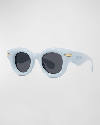 Men's Inflated Acetate-Nylon Round Sunglasses