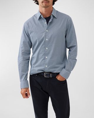 Men's Inline River Cotton Geometric-Print Sport Shirt