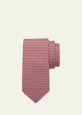 Men's Interwoven Gancini-Print Silk Tie