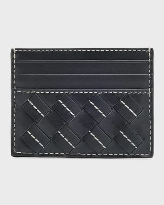 Men's Intrecciato Avenue Stitch Leather Card Case