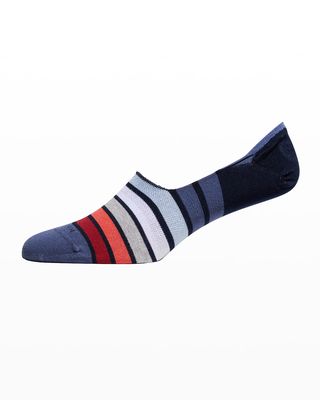 Men's Invisible Touch Stripe Cotton No-Show Socks