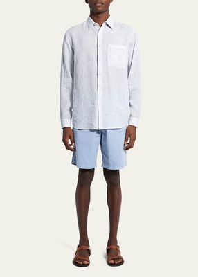 Men's Irving Variegated-Stripe Linen Sport Shirt