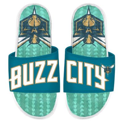 Men's ISlide White Charlotte Hornets 2023/24 City Edition Gel Slide Sandals in Teal