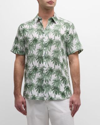 Men's Jack Air Jungle Palms Printed Short-Sleeve Shirt