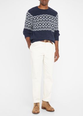 Men's Jacquard Alpaca Crewneck Sweater
