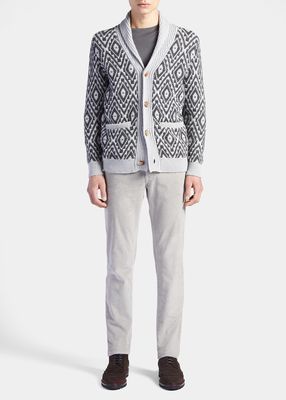 Men's Jacquard-Knit Cashmere Cardigan Sweater