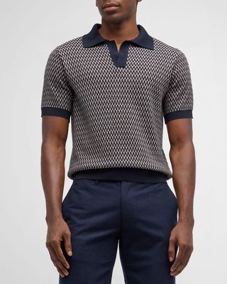 Men's Jacquard Polo Sweater