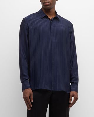 Men's Jacquard Striped Dress Shirt