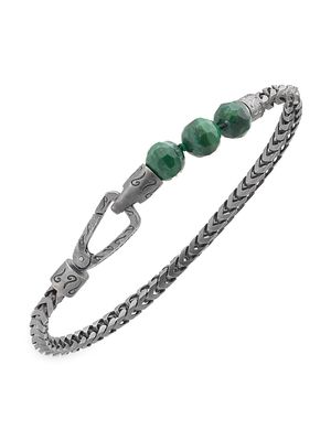 Men's Jade & Silver Ulysses Single 5-Bead Bracelet - Green - Size Medium - Green - Size Medium