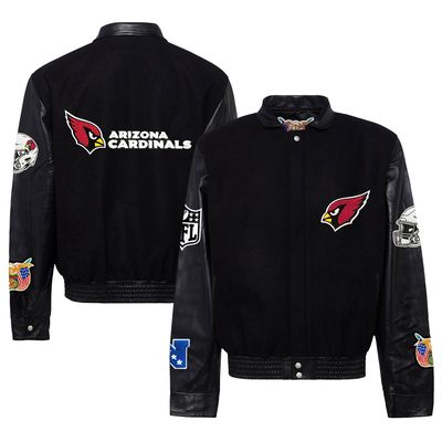 Men's Jeff Hamilton  Black Arizona Cardinals Wool & Leather Full-Snap Varsity Jacket