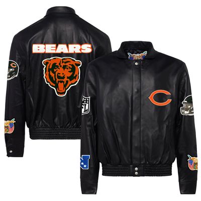 Men's Jeff Hamilton  Black Chicago Bears Leather Full-Snap Jacket