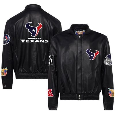 Men's Jeff Hamilton  Black Houston Texans Leather Full-Snap Jacket