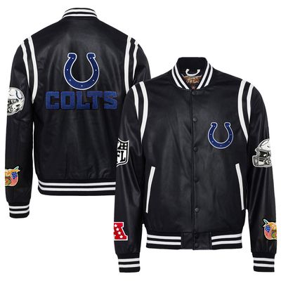 Men's Jeff Hamilton  Black Indianapolis Colts Vegan Leather Full-Snap Jacket