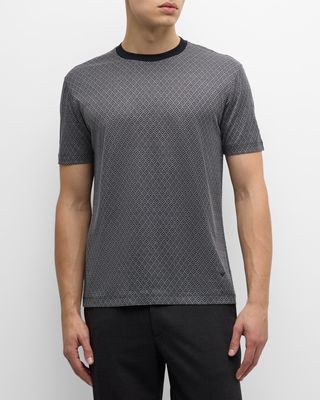 Men's Jersey Geometric-Print Crewneck T-Shirt