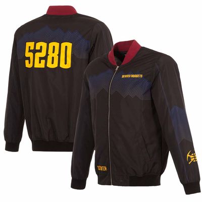 Men's JH Design Black Denver Nuggets 2023/24 City Edition Nylon Full-Zip Bomber Jacket
