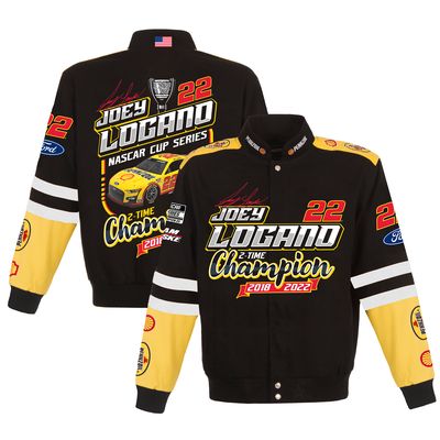 Men's JH Design Black Joey Logano Two-Time NASCAR Cup Series Champion Twill Full-Snap Jacket