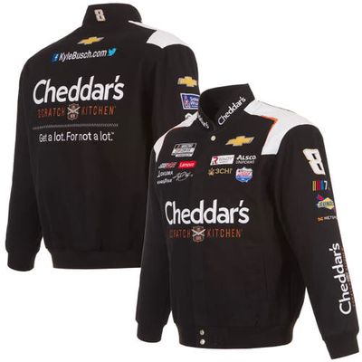 Men's JH Design Black Kyle Busch Cheddar's Twill Uniform Full-Snap Jacket