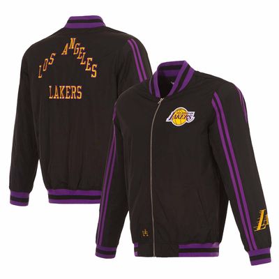 Men's JH Design Black Los Angeles Lakers 2023/24 City Edition Nylon Full-Zip Bomber Jacket
